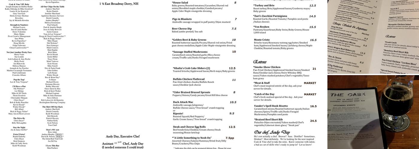 Cask & Vine Menu