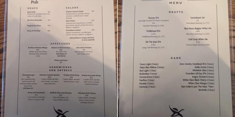 Goosefeathers Pub Menu