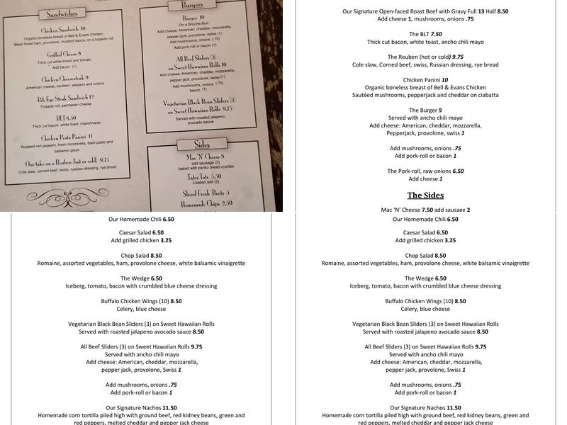 Ivy Inn Menu