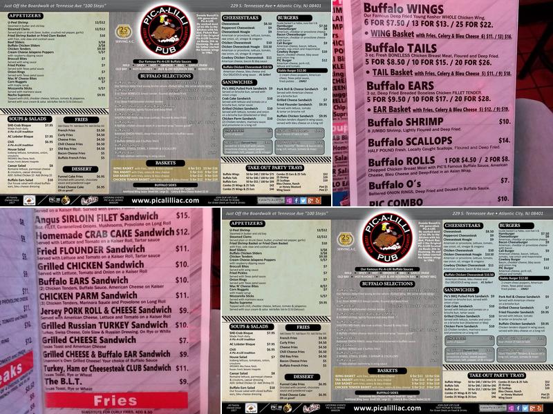 Pic-a-Lilli Pub Menu