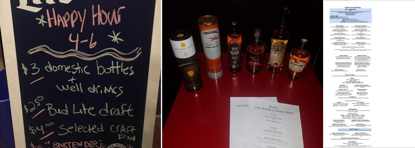 Bonk's Bar Menu