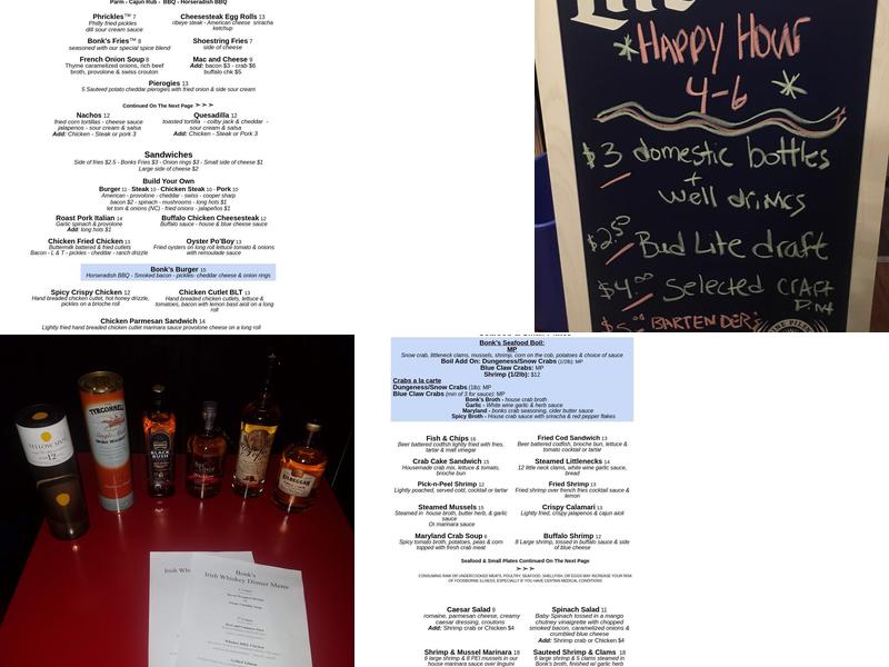 Bonk's Bar Menu
