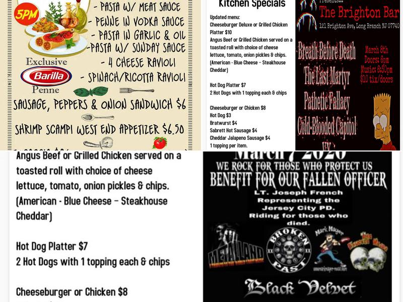 Brighton Bar Menu