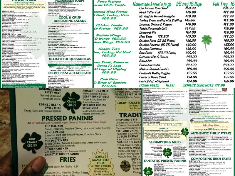 Schileens Pub Menu