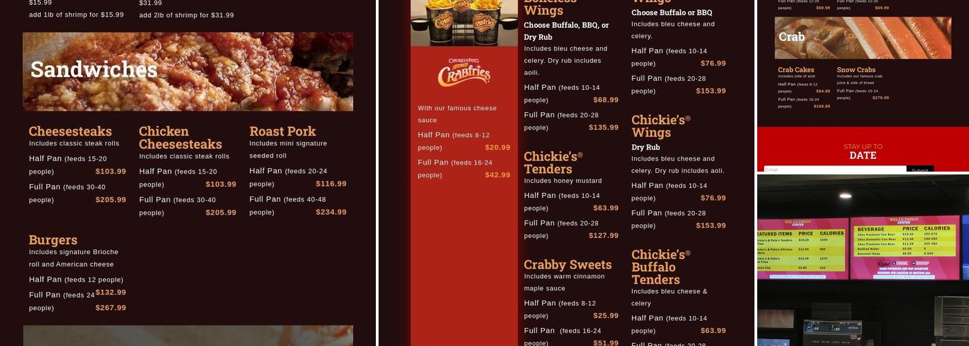 Chickie's & Pete's Wells Fargo Center Menu