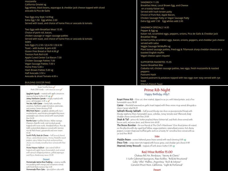 D'Arcy's Tavern Menu