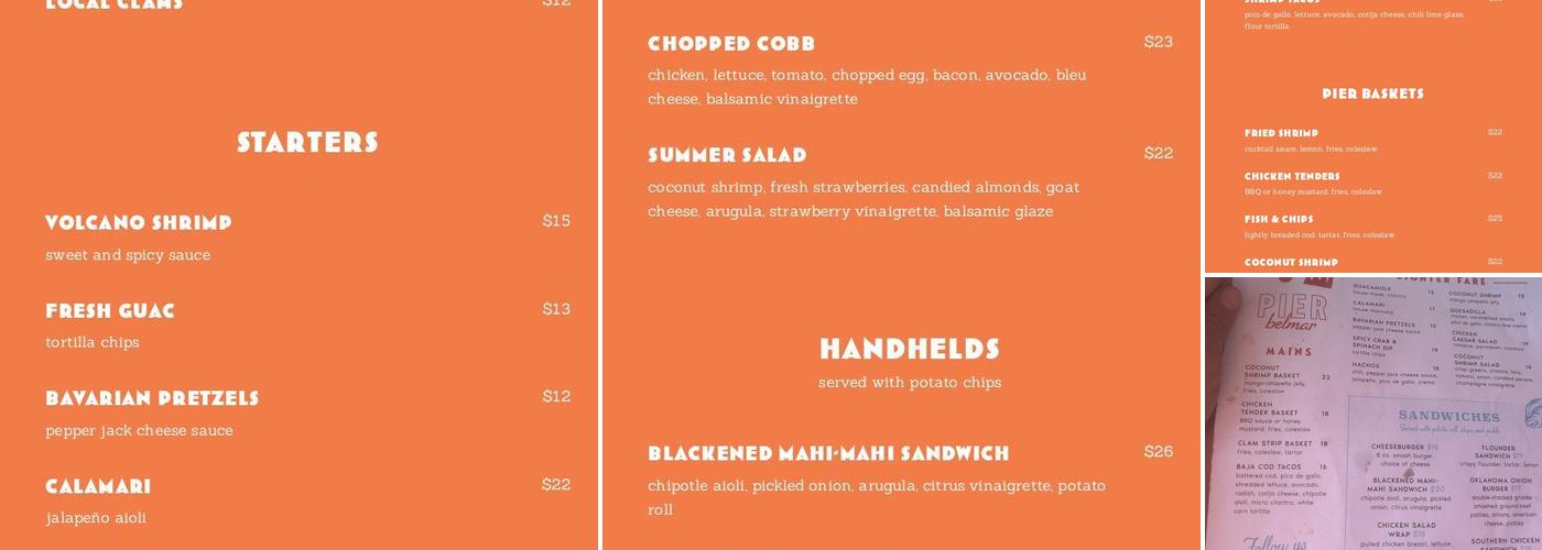 9th Ave Pier Menu