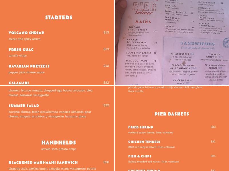 9th Ave Pier Menu
