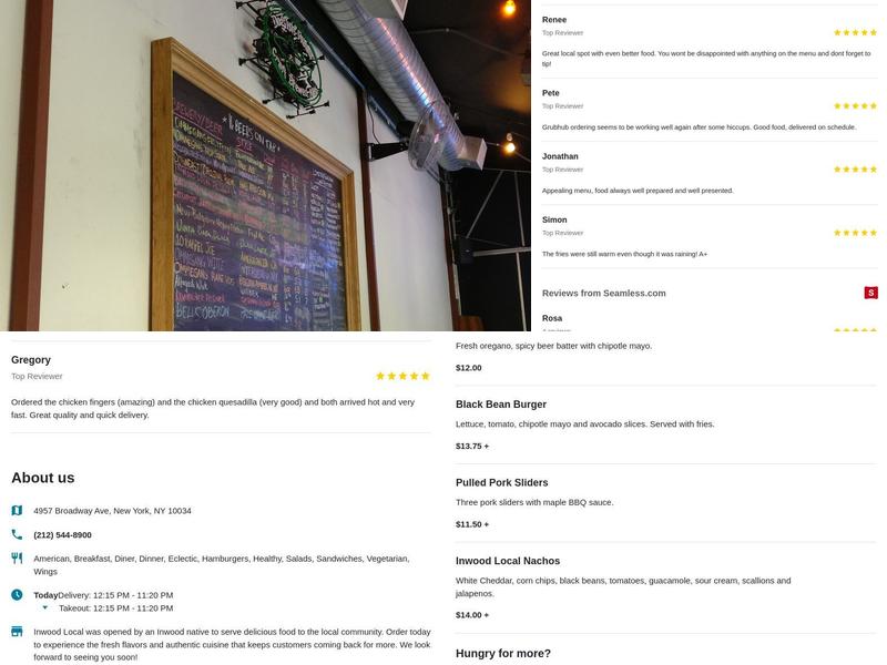 Inwood Local Wine Bar & Beer Garden Menu