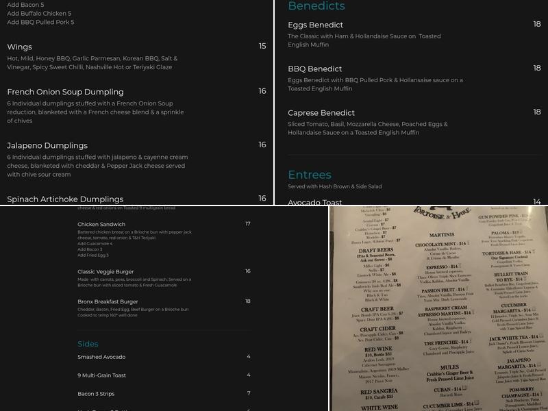 Tortoise & Hare Menu