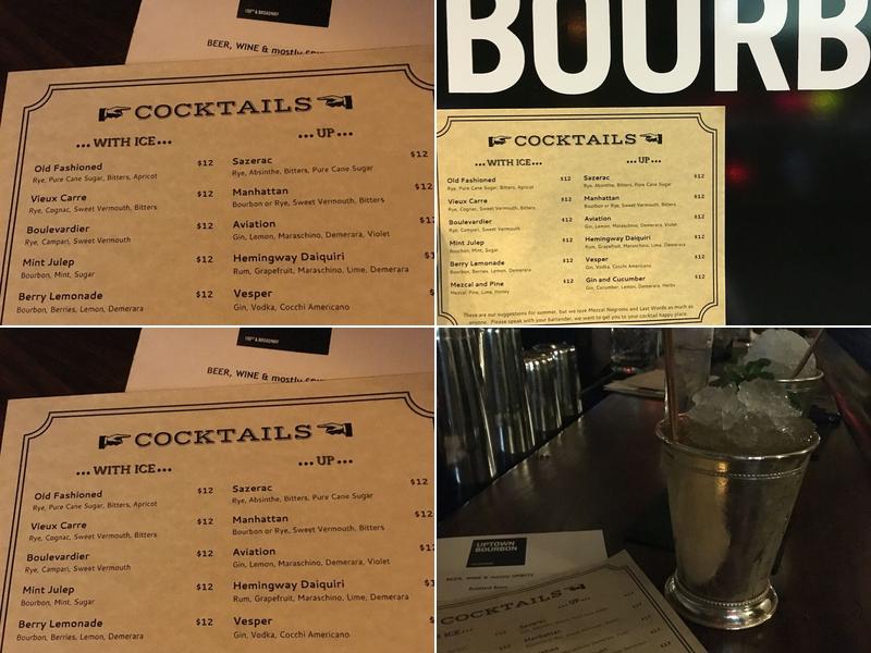 Uptown Bourbon Menu