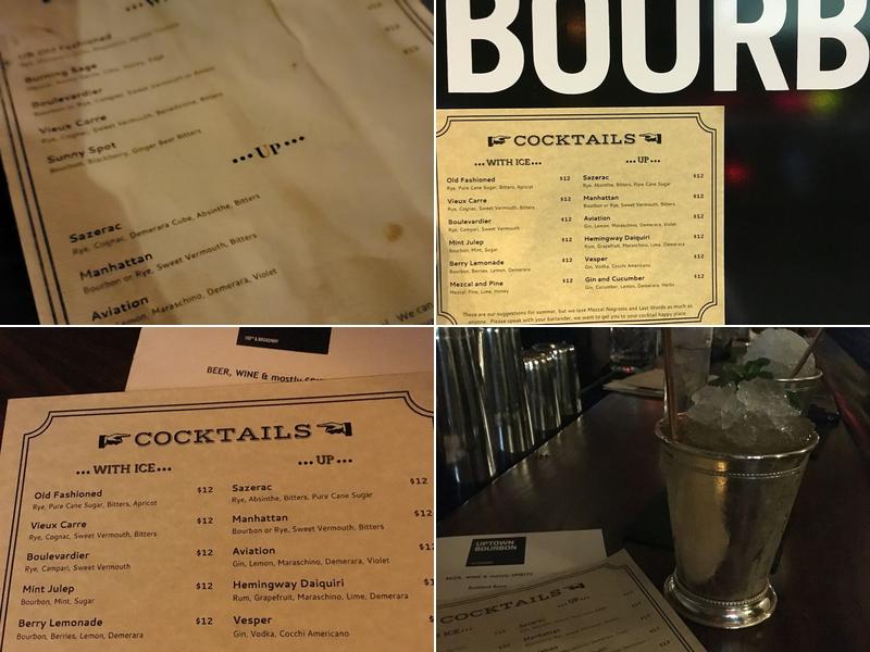 Uptown Bourbon Menu