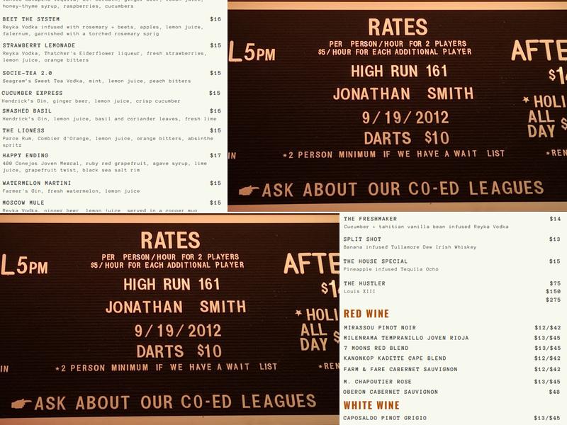 Society Billiards + Bar Menu