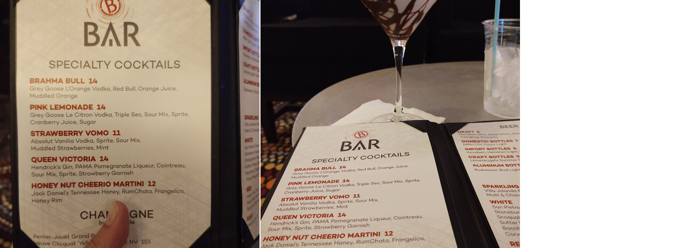 B Bar Menu