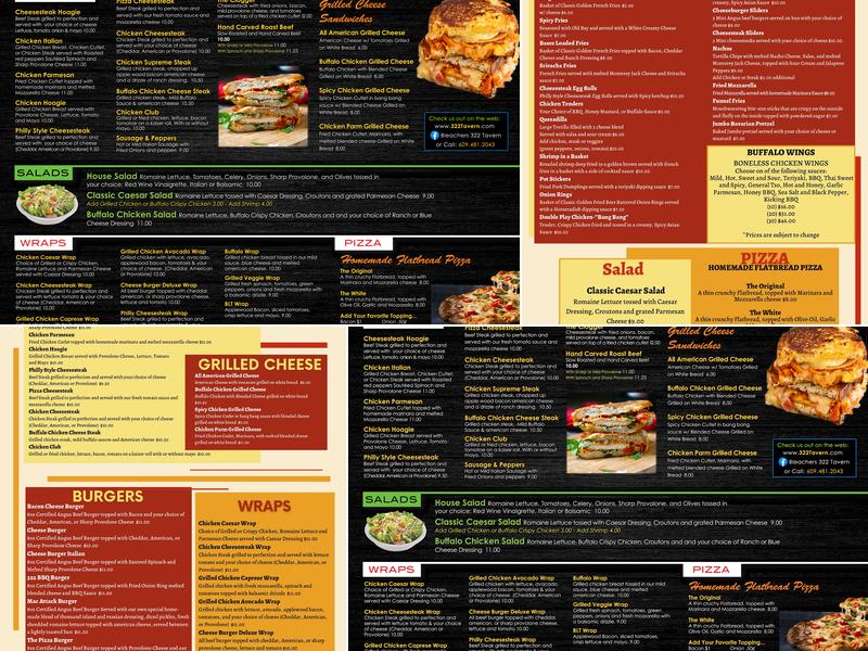 Bleachers 322 Tavern Menu