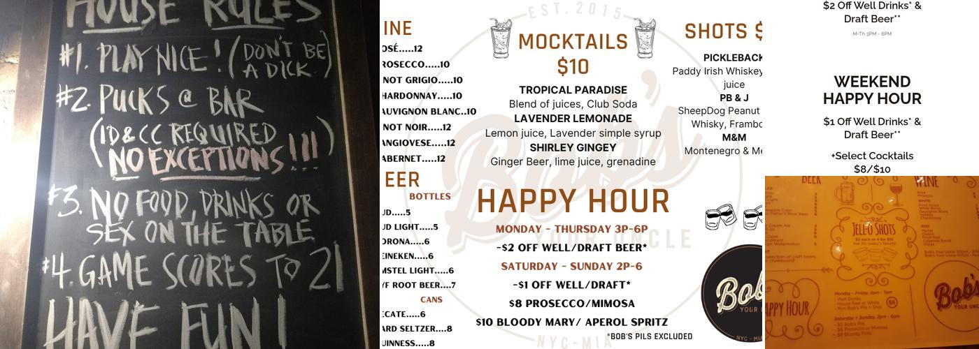 Bob's Your Uncle Menu