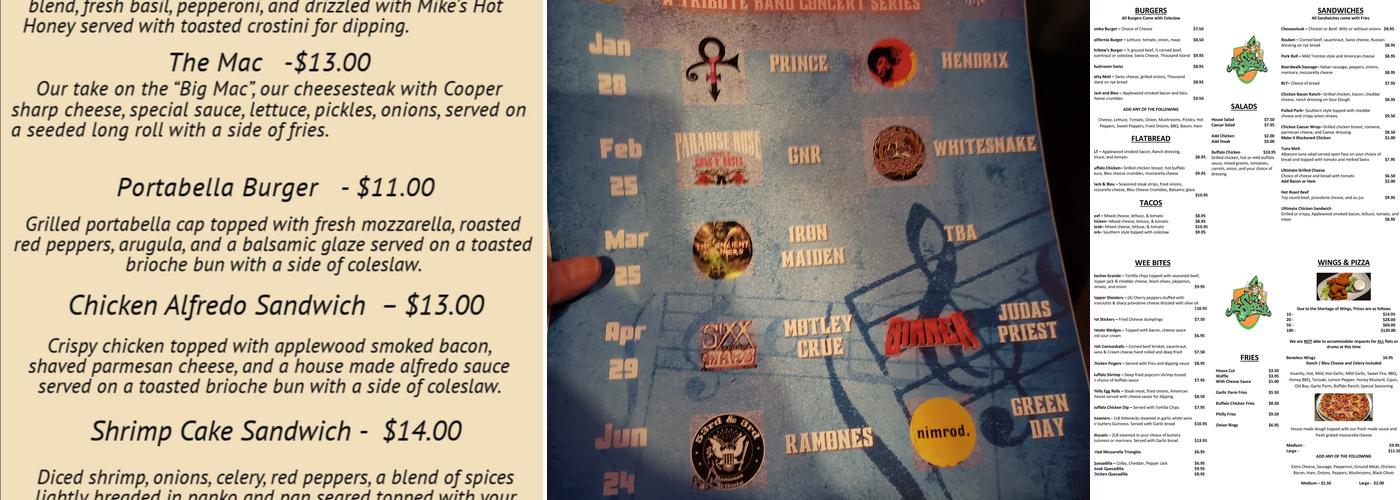 McStew's Irish Pub Menu