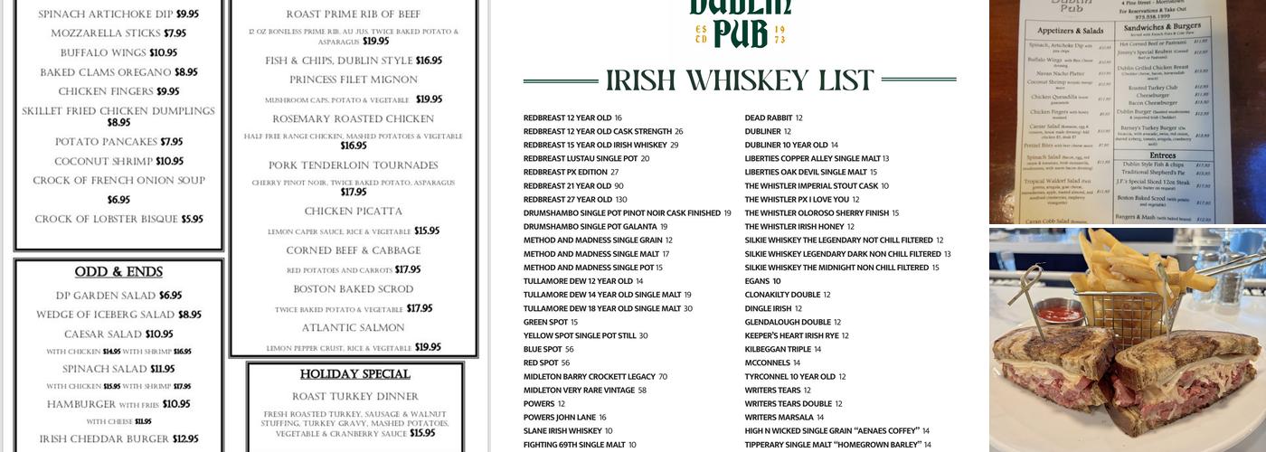 Dublin Pub Menu