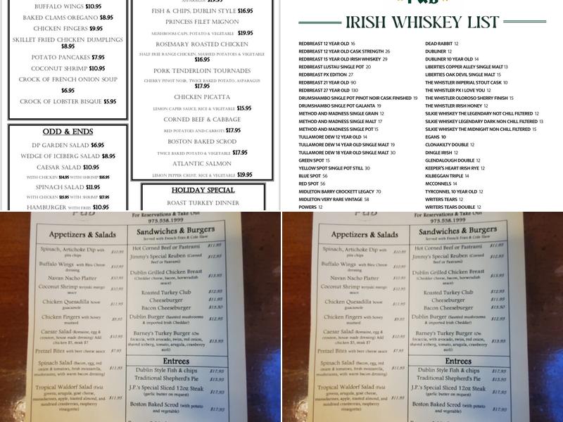 Dublin Pub Menu