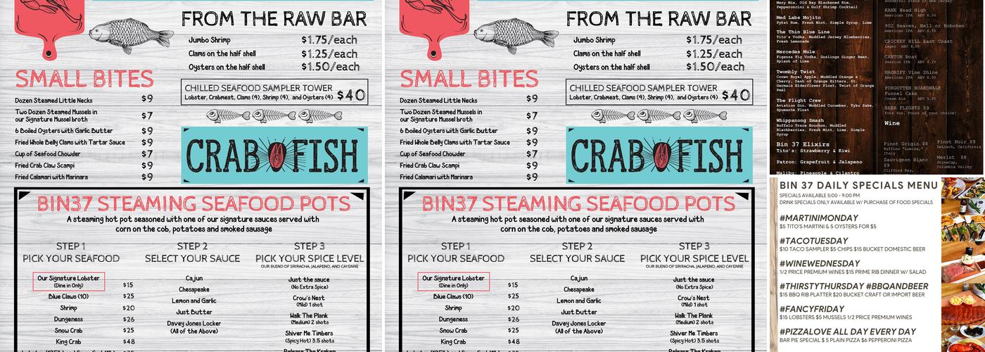Bin 37 Menu