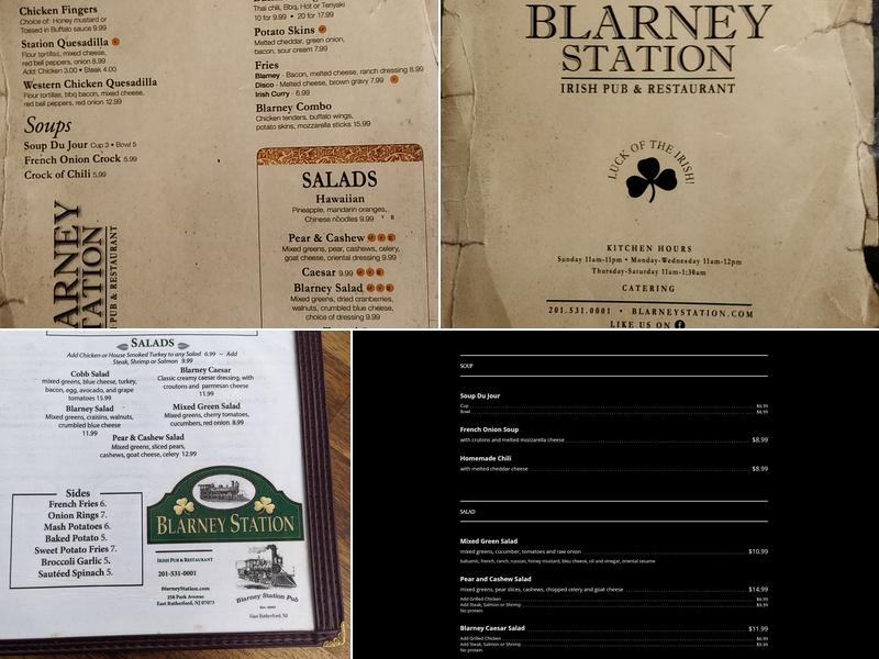 Blarney Station Pub Menu