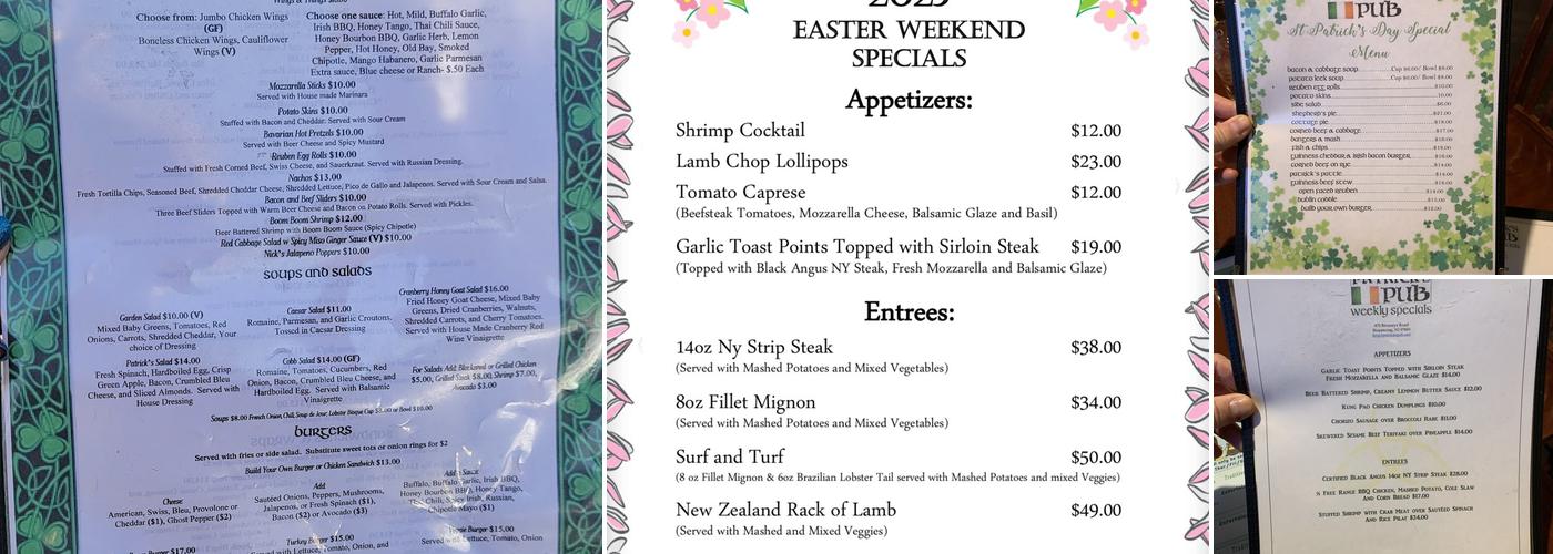 Patrick's Pub Menu
