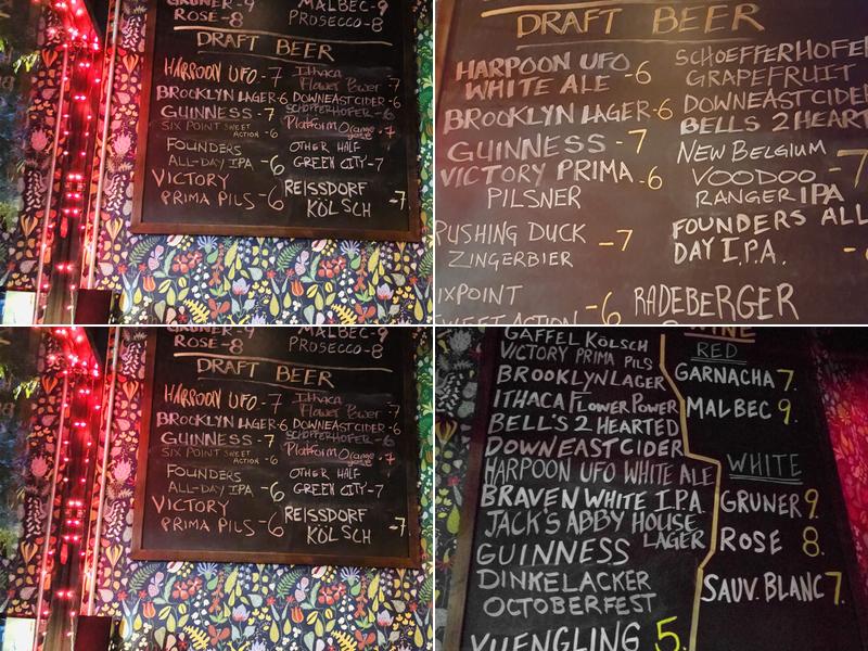 Hinterlands Bar Menu