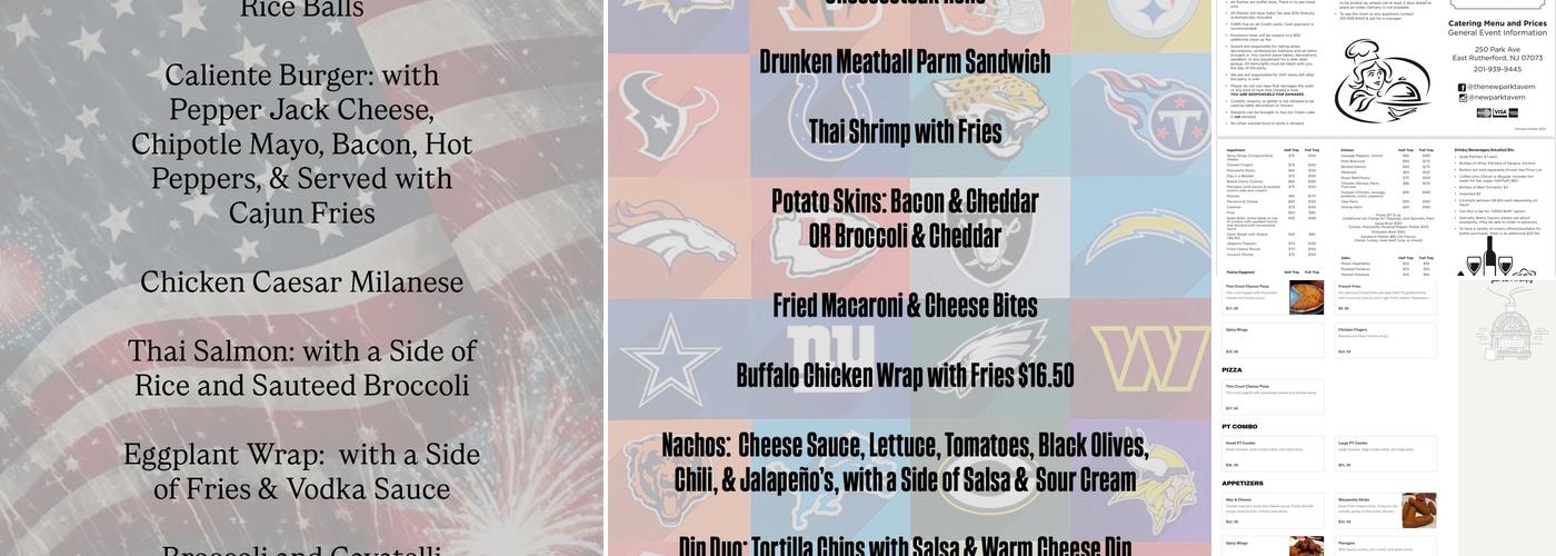 The New Park Tavern Menu