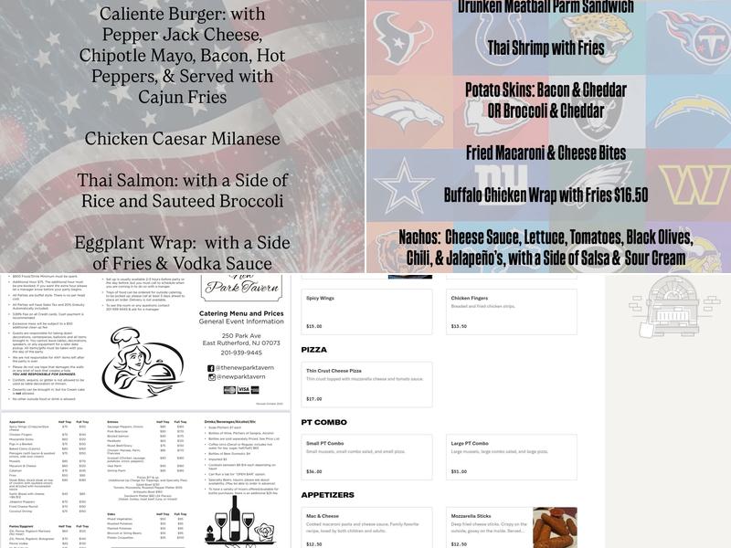 The New Park Tavern Menu