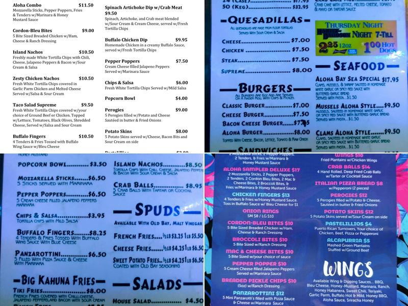 Aloha Bay Tiki Bar Menu