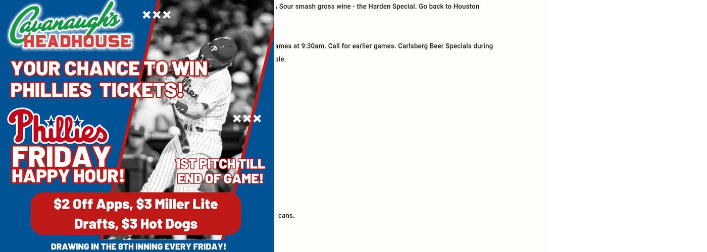 Cavanaugh’s Headhouse Menu