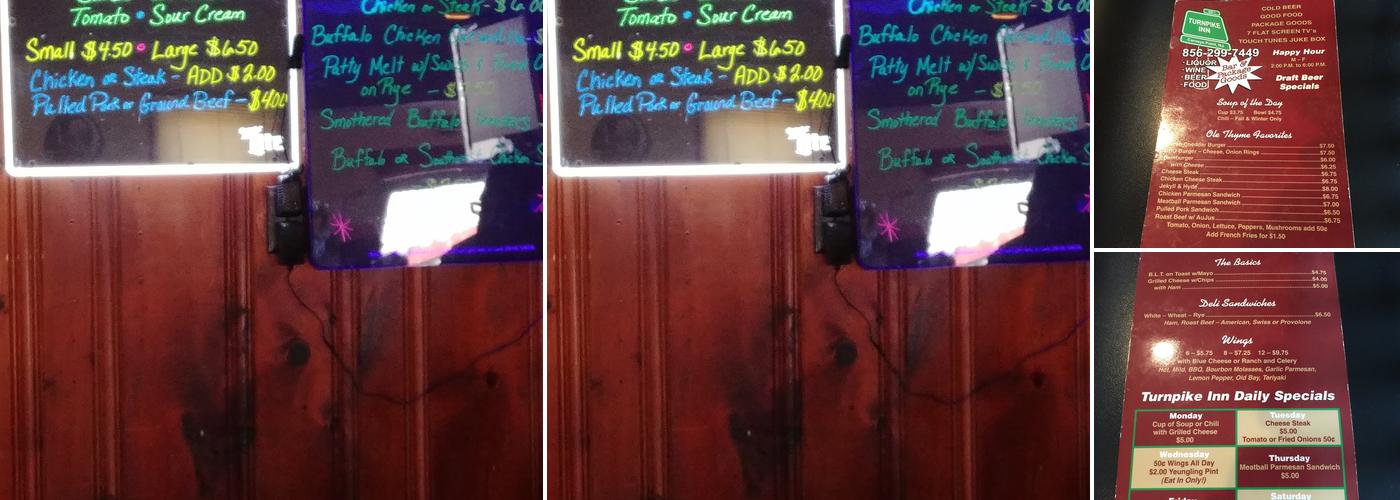 Turnpike Inn Menu