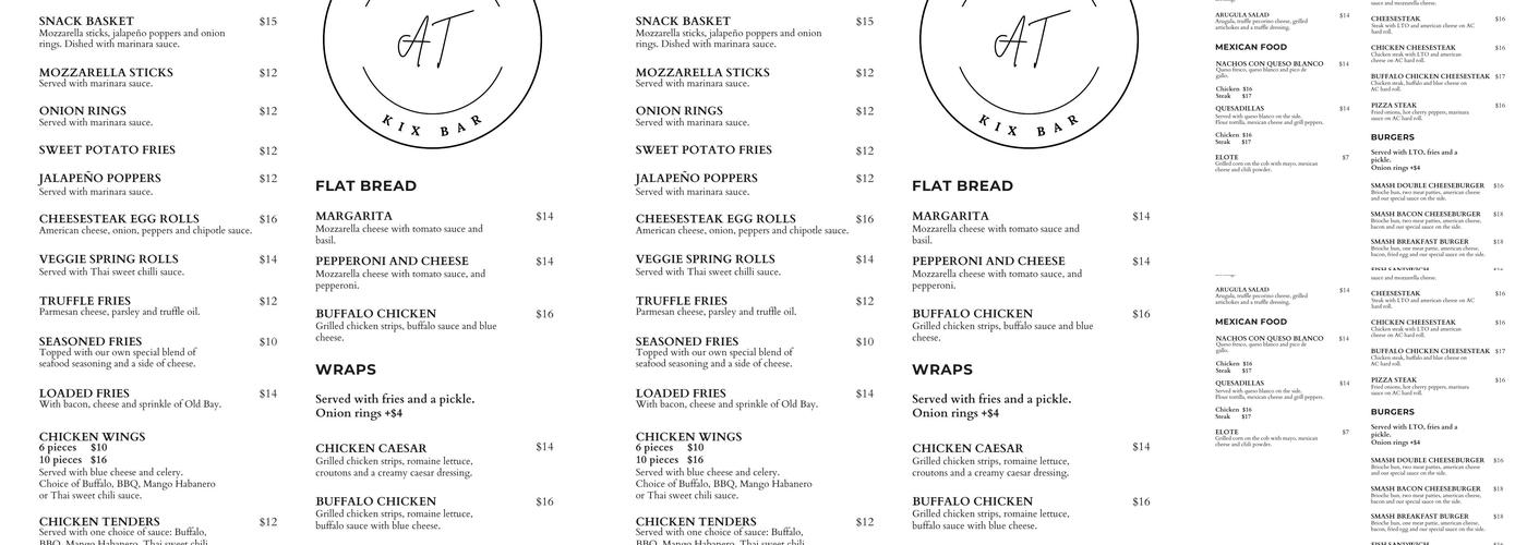 KIX Menu