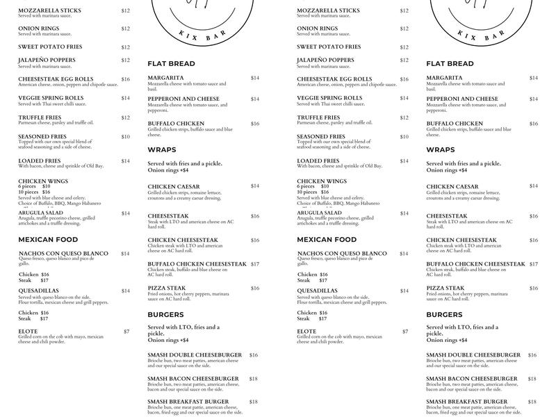 KIX Menu