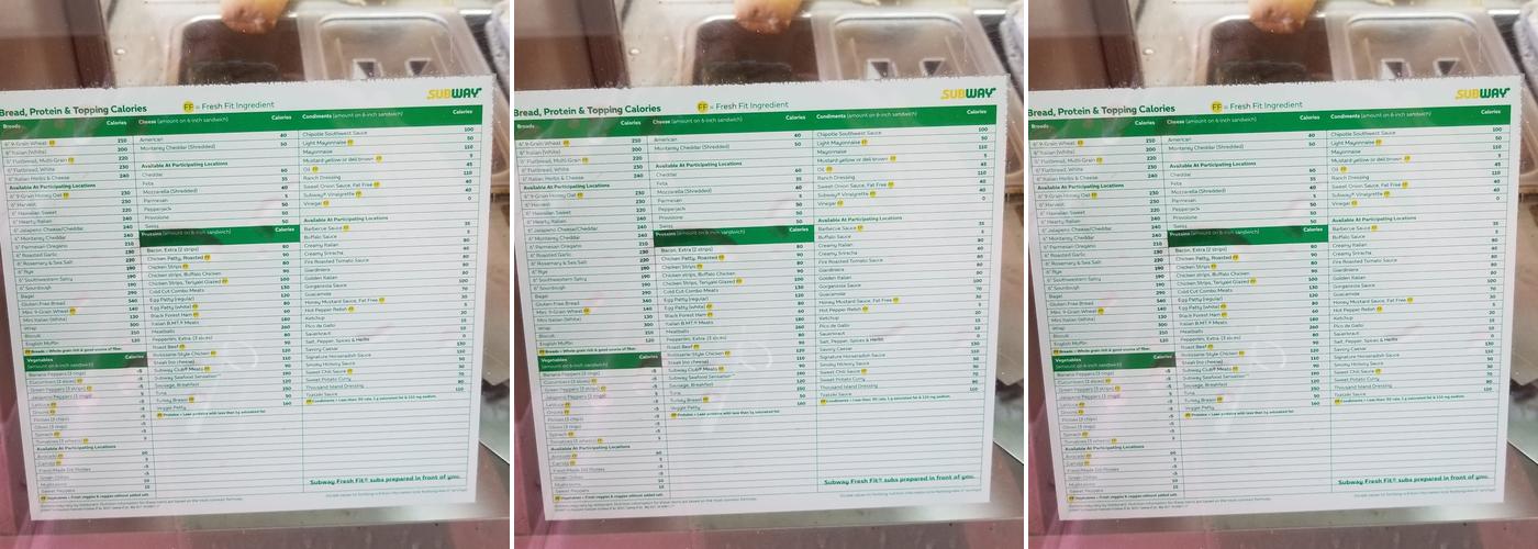 Subway Menu