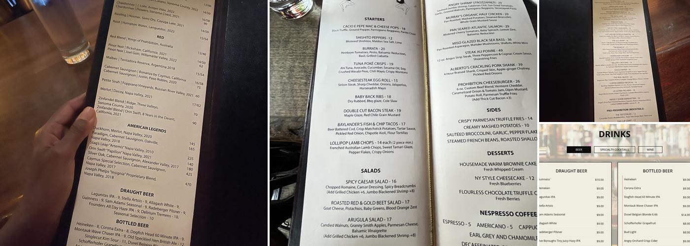 Prohibition Menu