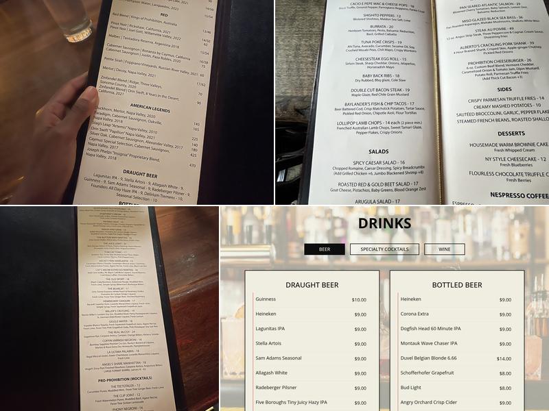 Prohibition Menu