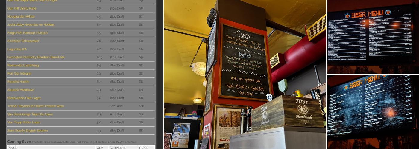 Dive 75 Menu
