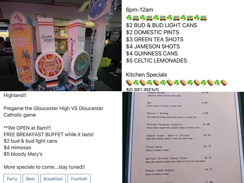 The Highland Tavern Menu