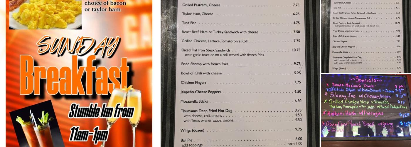 Stumble Inn Menu