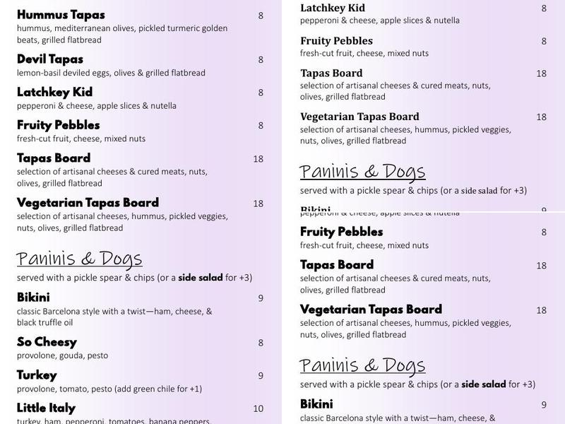 JUNO Brewery Menu