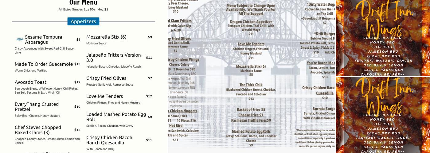 Drift Inn Menu