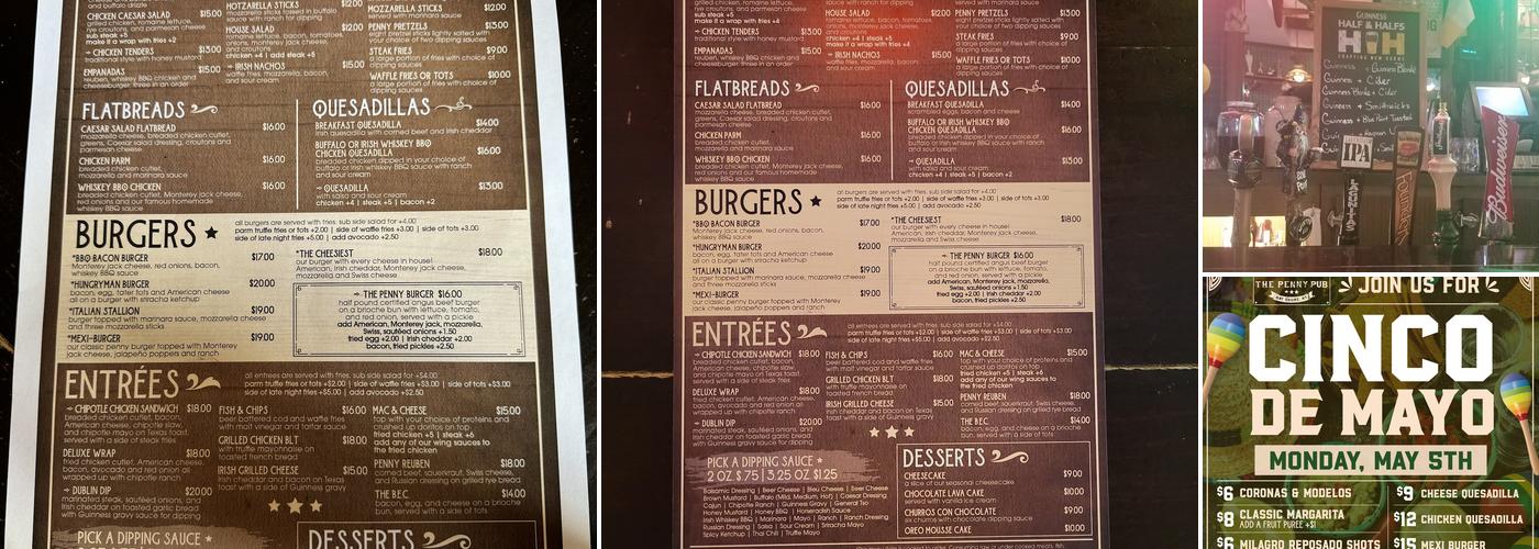 The Penny Pub Menu