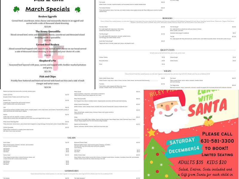 Riley Fibbers of East Islip Menu