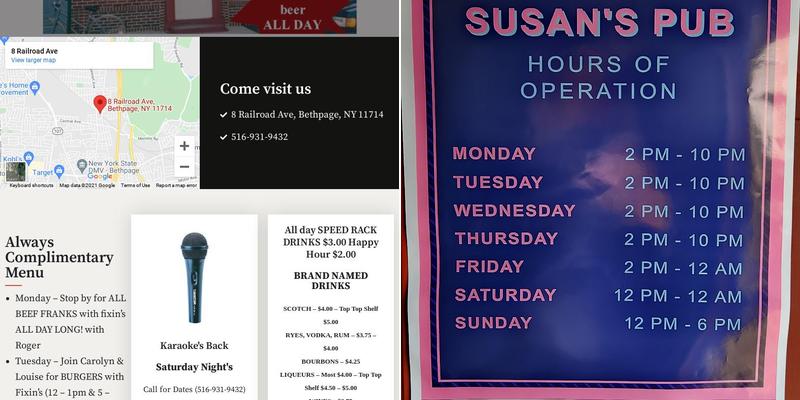 Susan's Pub Menu