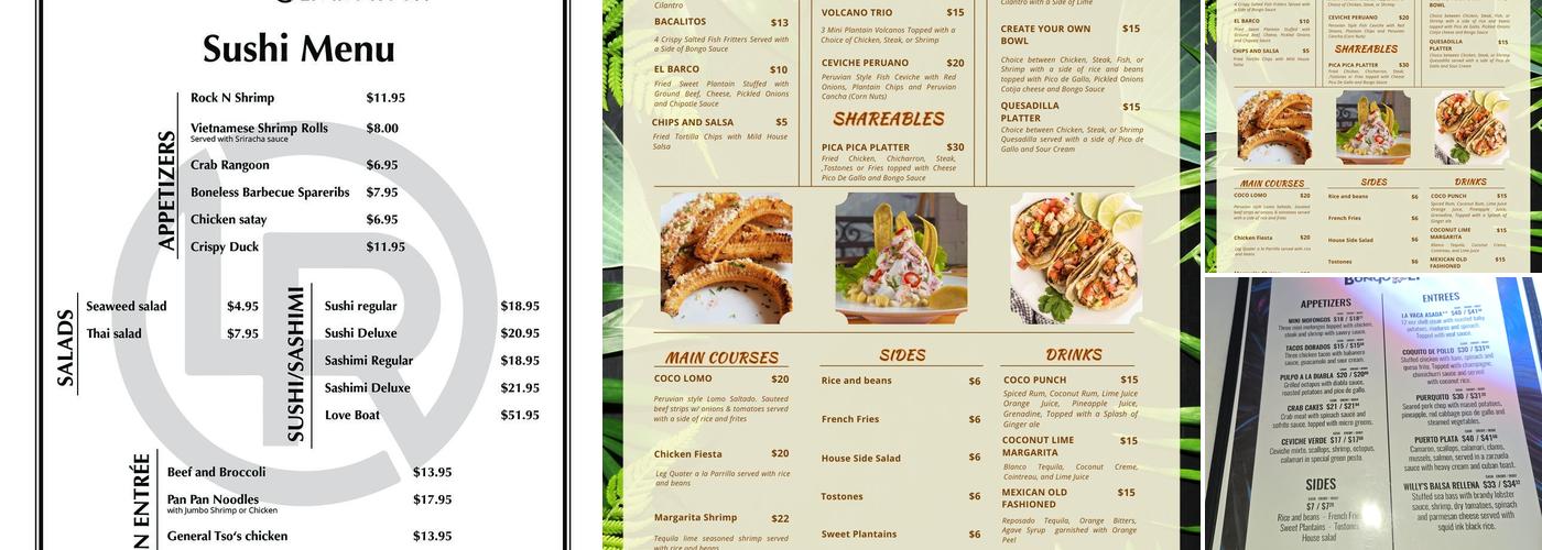 COCO BONGO LI LOUNGE Menu