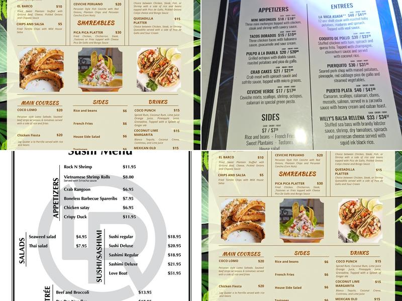 COCO BONGO LI LOUNGE Menu