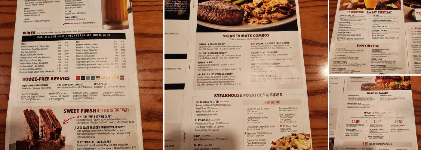 Outback Steakhouse Menu