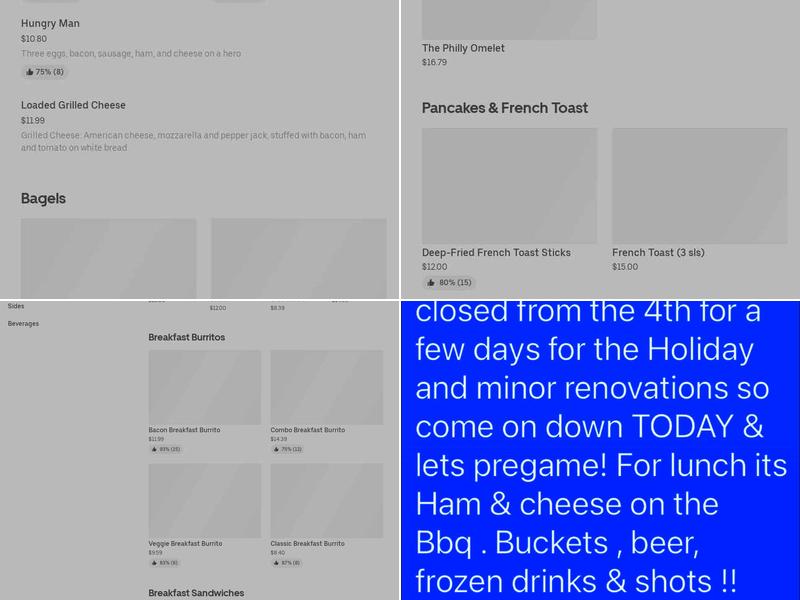 Paradise Saloon Menu