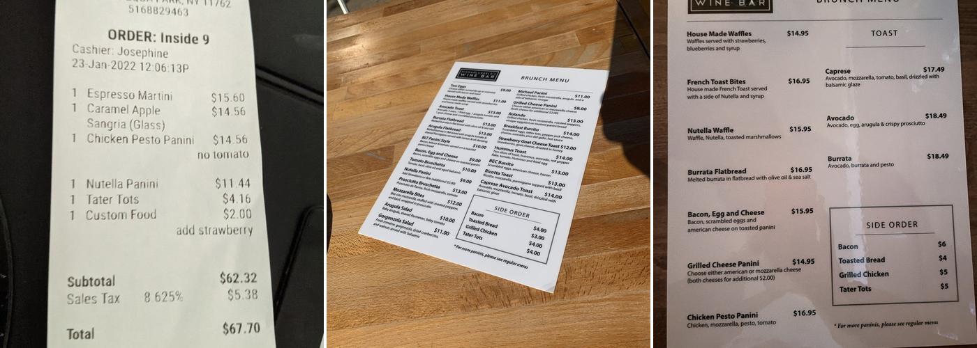 Michaelangelos wine bar Menu